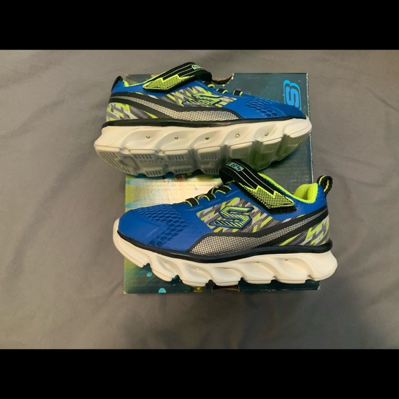 BRAND NEW Skechers S Lights Tremblers Shoes Size 9 Blue/Lime - Picture 7 of 9